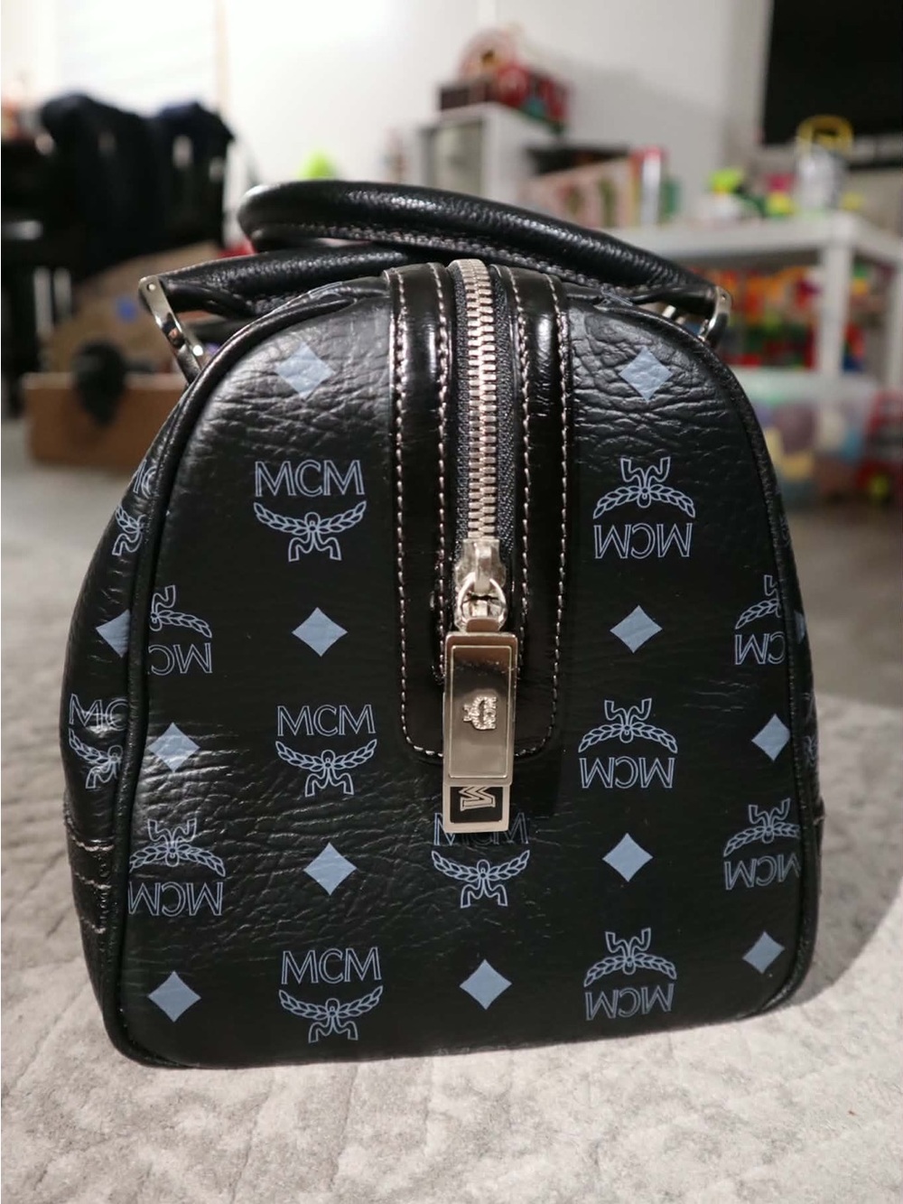 Authentic MCM Mini Boston Satchel in Black Visetos - Picture 6 of 11